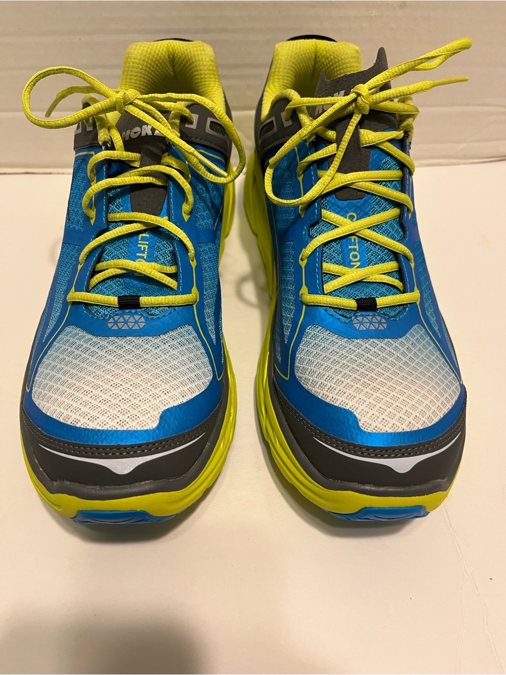 Hoka Men's Blue and Yellow Athletic Running Sneakers